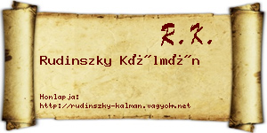 Rudinszky Kálmán névjegykártya